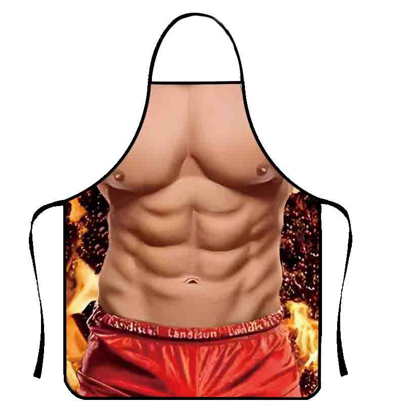 1PC Men's Home Sleeveless Printed Apron Kitchen Waterproof And Anti Staining Printed Apron Suitable For Barbecue And Party