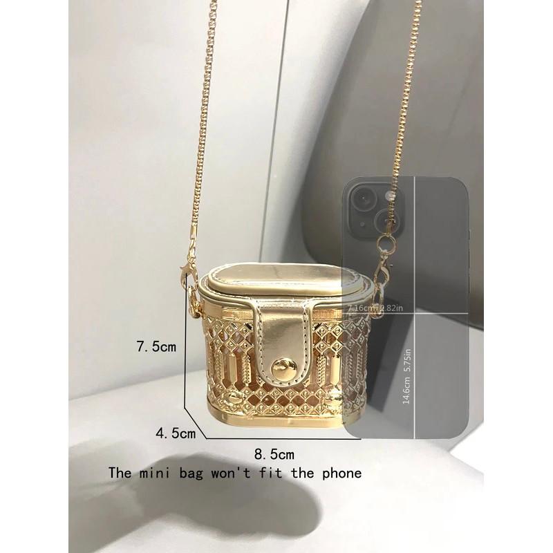 Golden Luxury Designer Mini Small Shoulder Bags Evening Bag Purses And Handbag Funny Metal Shape Clutch Purse Party Wedding