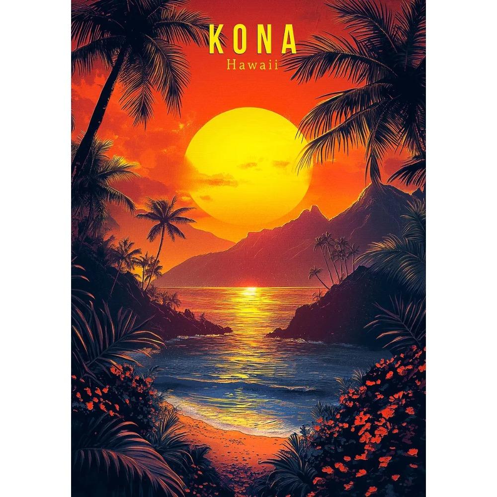 Hawaii Travel Posters Oahu Waikiki Sunset Vintage Tropical Prints Beach Ocean Canvas Painting Wall Art Pictures Home Room Decor