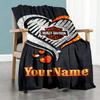 Harley-davidson Motorcycles Customize Text Blanket Lightweight Personalized Blanket Ultra-Soft Suitable for Picnics Seaside Livingroom Office Chair