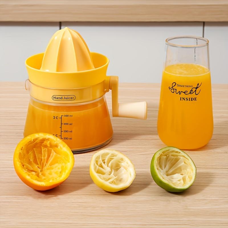 1 Manual Citrus Juicer with Built in Measuring Feature , Ergonomic Handheld Juicer for Oranges, Lemons, and Grapefruits, Durable ABS Material