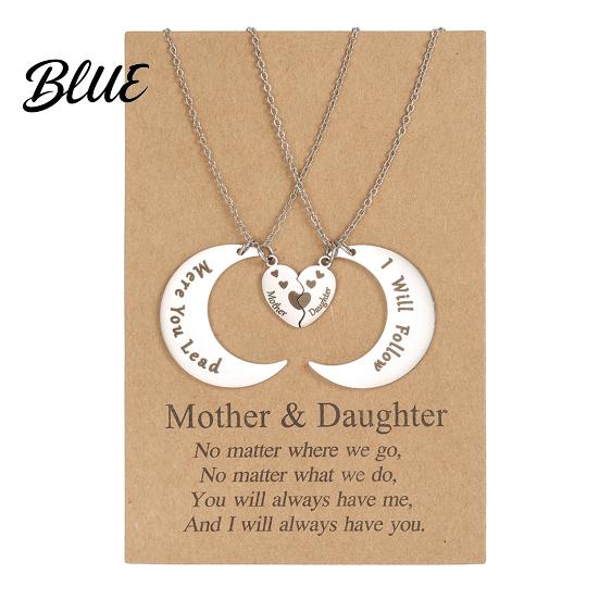 Family Love Necklace 1 Pair Bonds Moon Heart-Shaped Pendant Versatile