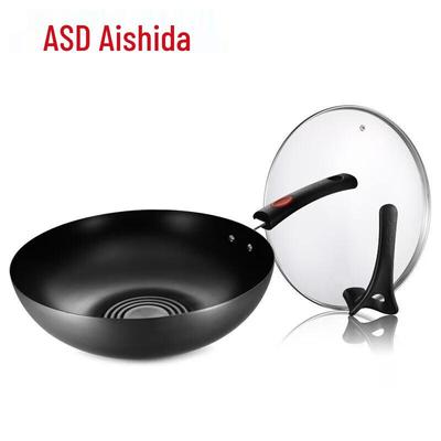 Aishida 32cm Cast Iron Wok with Standable Lid