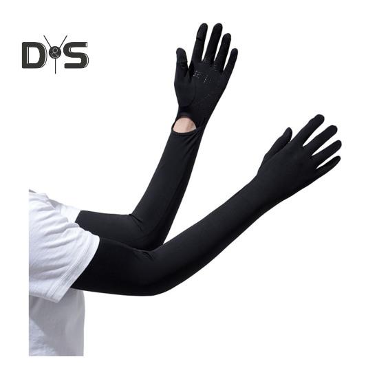 

Женские длинные перчатки с защитой от ультрафиолета, перчатки с закрытыми пальцами, охлаждающие перчатки для рук, летние перчатки для вождения, занятий спортом на открытом воздухе, велоспорта чёрный