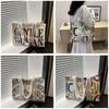 Large Capacity Stylish Canvas Tote Bag With Vibrant Letter Print Design For Everyday Use