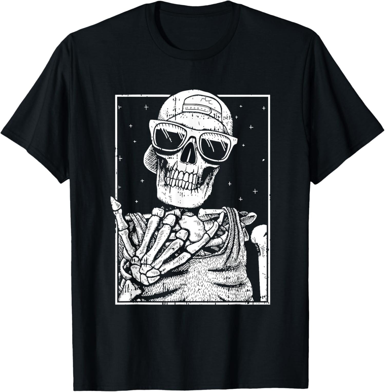 Skeleton Rock Hand Halloween Costume Cool Rock Music Unisex T-Shirt XXXL