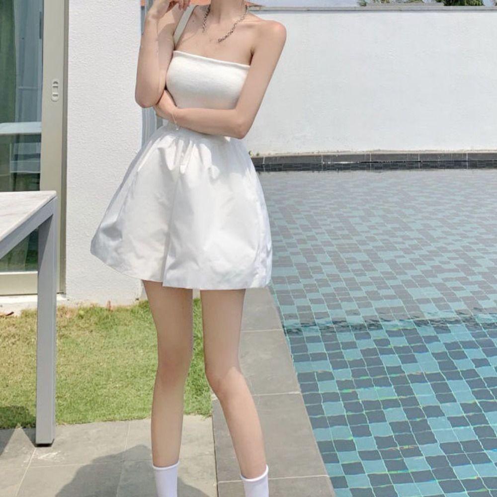 Sleeveless Strapless Jumpsuit Shorts Wide Leg High Waisted Clothing Party