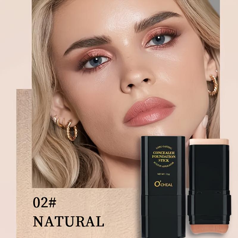 2-in-1 Waterproof Concealer & Foundation Stick Sweat-Resistant, Strong Coverage for Dark Circles, Foundation Stick With Brush Coverage