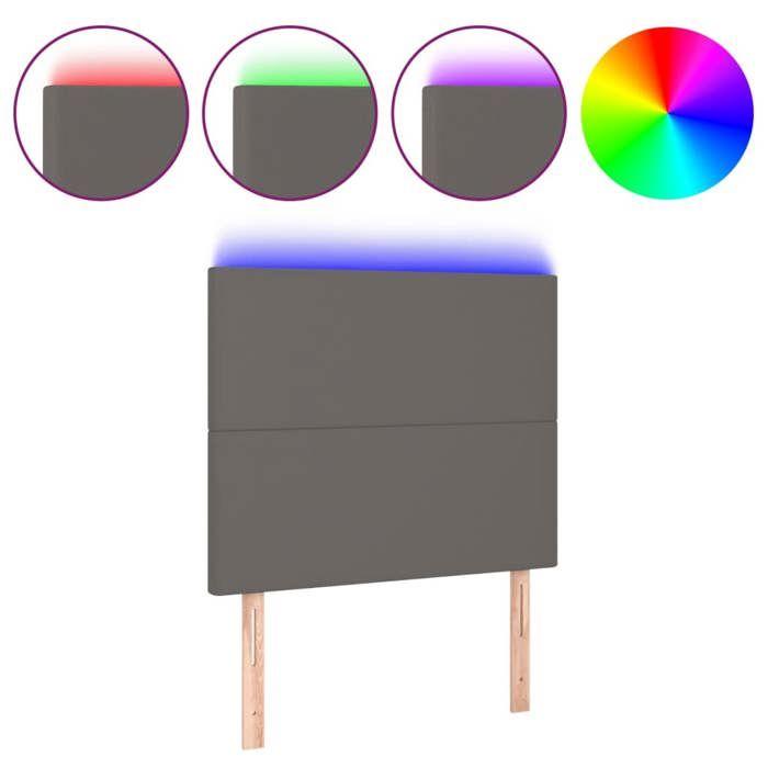 Tête de lit - MAISON EXCLUSIVE - Similicuir LED Gris 100x5x118/128 cm - Hauteur réglable - Bande LED découpable