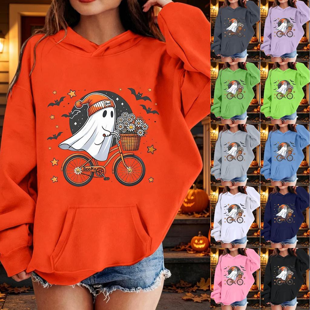 Kids Halloween Printed Hoodie, Loose Fit Casual Pullover for Boys Girls