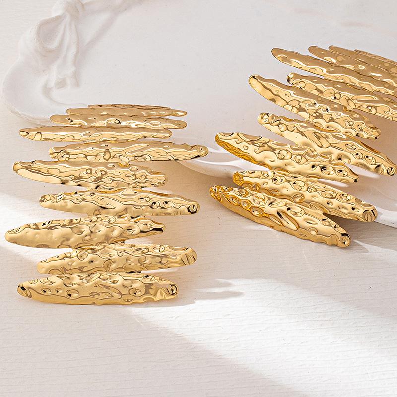 Large Metal Stamping Post Earrings For Women Textured Fashion Jewelry Hammered Geometric Holiday Trendy New Styles Gifts MQF199