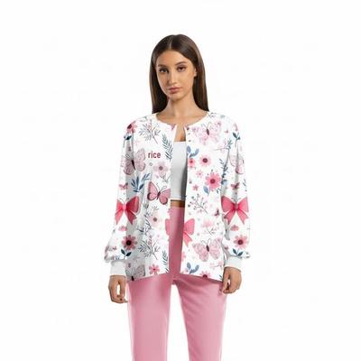 TEMU Women's Elastic Quick-Dry Printed Long Sleeve Doctor Workwear Jacket