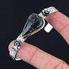 Memorial Day Deal Natural Black Fossil Coral Bangle Bracelet 925 Sterling Silver