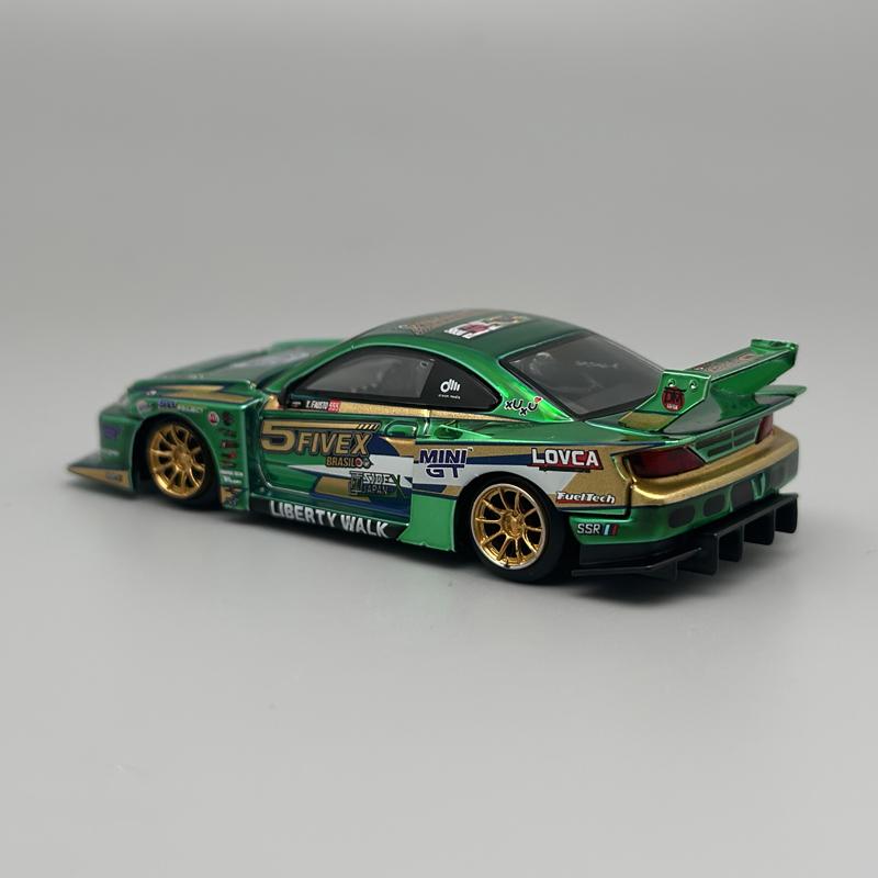MINIGT 1:64 Nissan LB-Super Silhouette S15 SILVIA LBWK 2024 Green Chrome MGT alloy Car Model 858