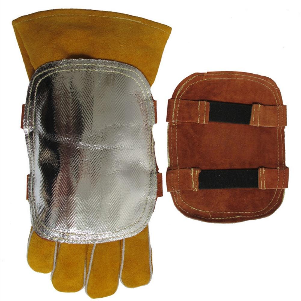 Thermal Insulated Welding Protective Hand Shield with Fire Resistant Cowhide and Aluminum Coating for Industrial Use