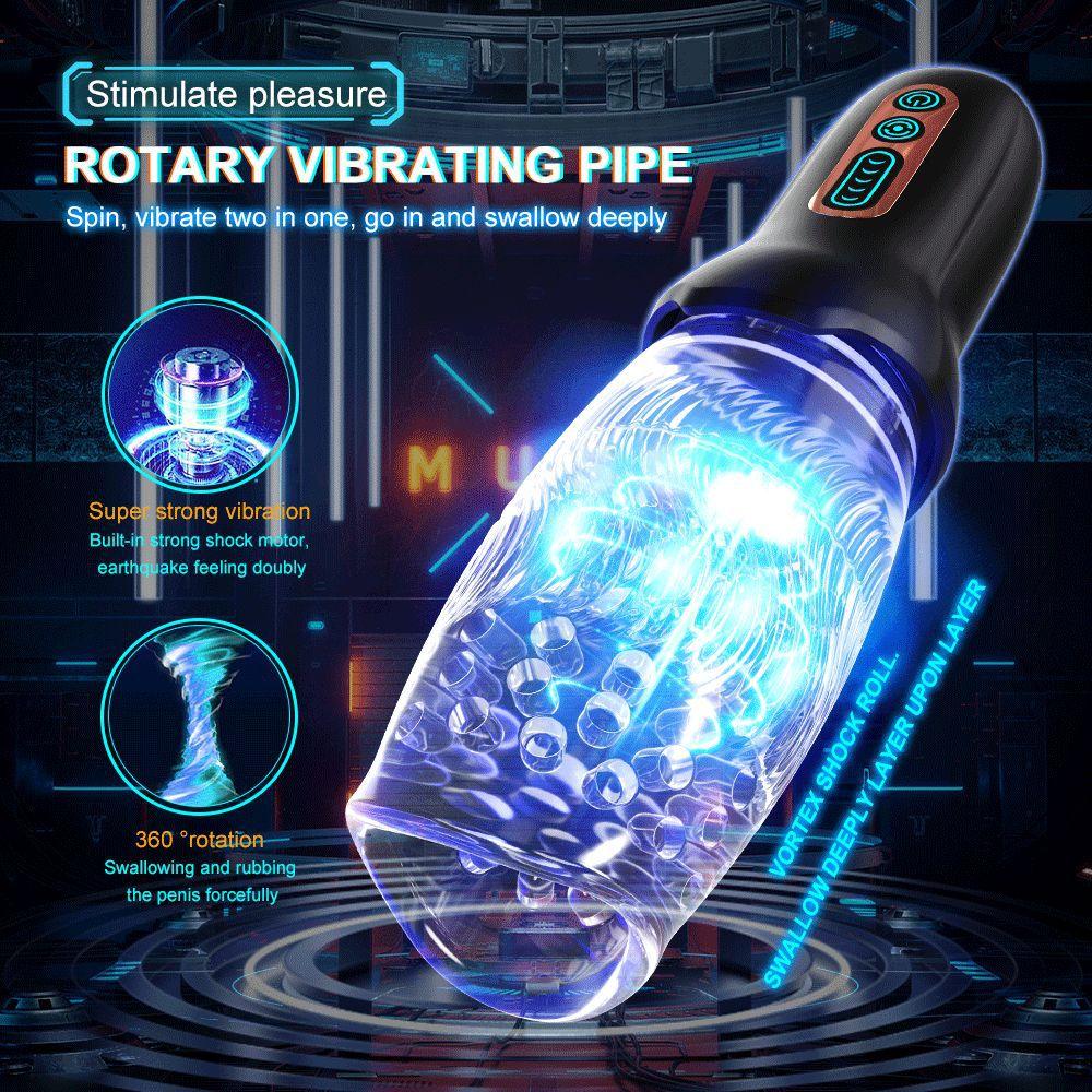 2024 Automatický masturbátor pro muže Rotační výstřik Sex Stroj Muž Masturbátor Pohár Vibrátor Penis Masážní Vagina Sexuální hračky pro dospělé