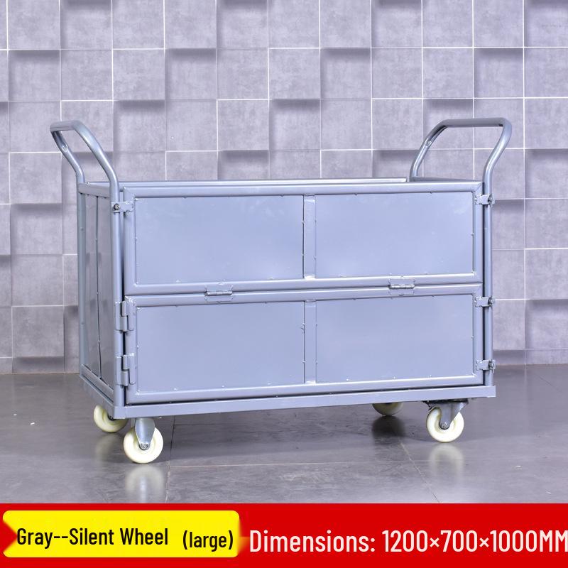 Stackable Guardrail Hand-Push Cart with Cover for Warehouse Logistics and Goods Handling