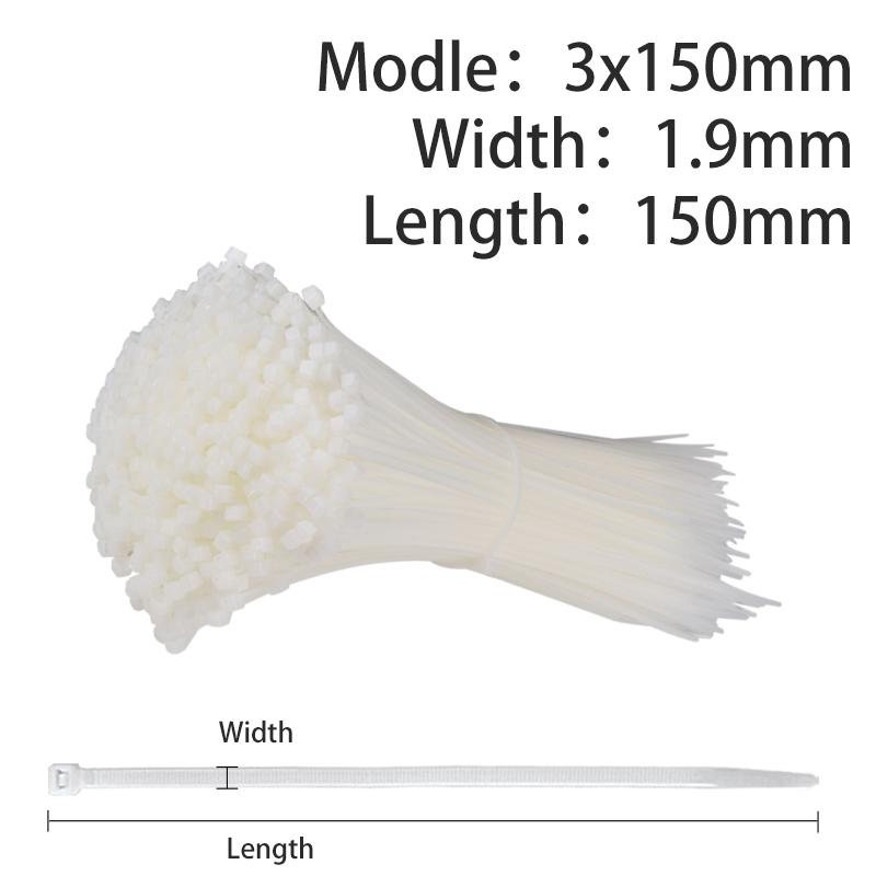 100PCS Self-Locking Plastic Nylon Cable Tie White Fastening Ring 1.9X100  3.5X300 Wire Zip Wraps Strap 2.7*200 Series Set