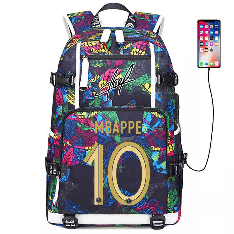 Large Capacity Football Backpack Mbappe School Bag Neymar Signature Backpack