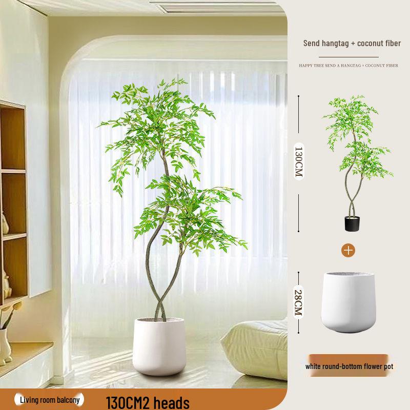 High-End Nandina Domestica Floor-Standing Faux Green Plant for Indoor Decoration