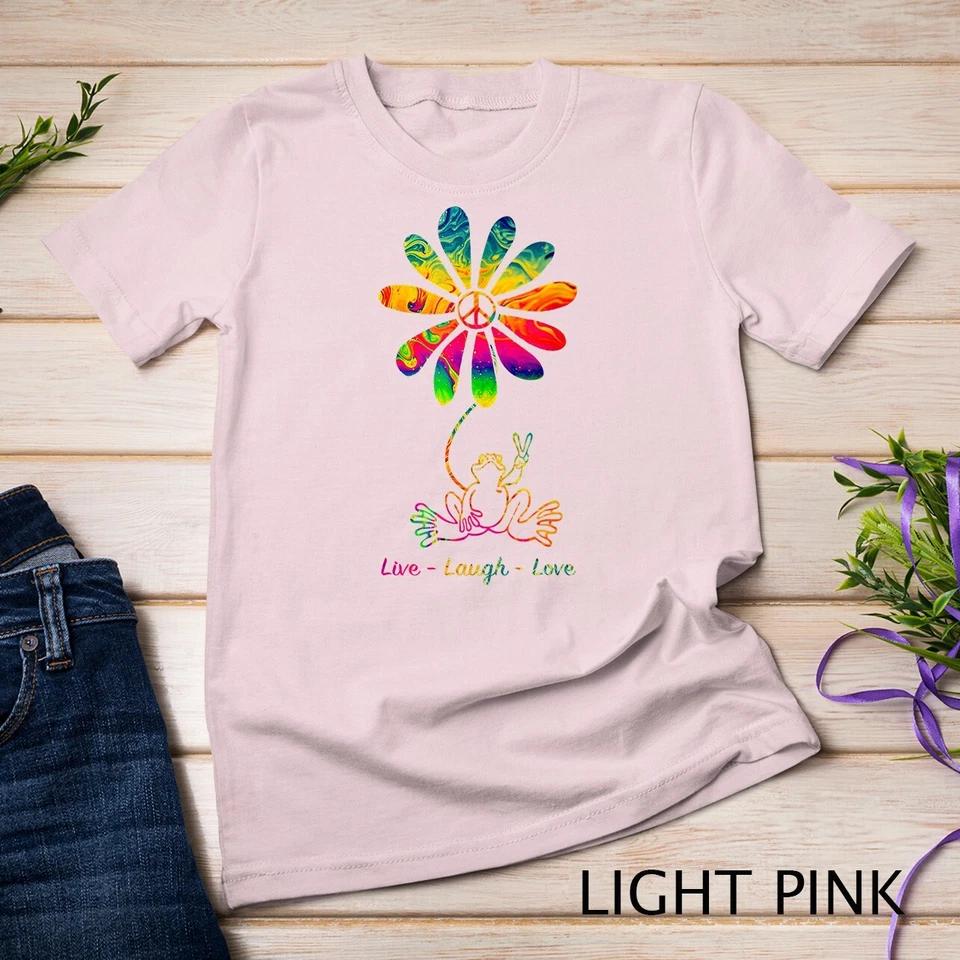 Peace Love Frog Hippie Flower Daisy Gift Unisex T-shirt 5 S
