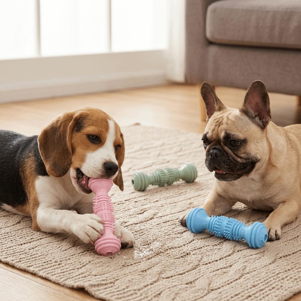 TPR Made Dumbbell Dog Chew Toy Bite Tough Puppy Teeth Cleaning Toy Pet Chew Stick Teeth Cleaning синий