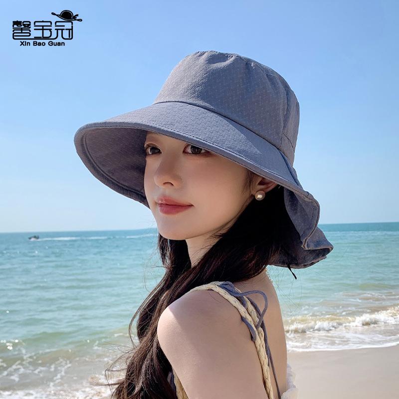 Spring and Summer Outdoor Sun Protection Hat Children's Fashion Big Eaves Bucket Hat Cool Breathable Shawl Neck Protection Sun Hat