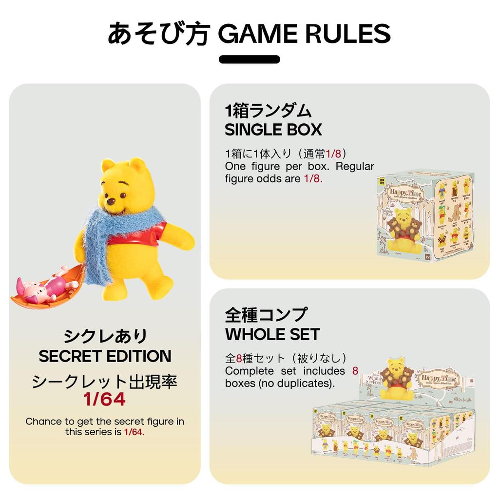 TOP TOY Disney Winnie the Pooh Happy Every Day 2.0 Series [1 Piece] Gachapon Blind Box Figure Soft Vinyl PVC Premium Toy Birthday Gift Winnie the