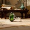 Retro Ethnischer Stil Thai Silber Hohl Verwelkte Rebe Grüner Zirkon Verstellbare Ringe Für Frauen Mode Neuer Schmuck Geschenk