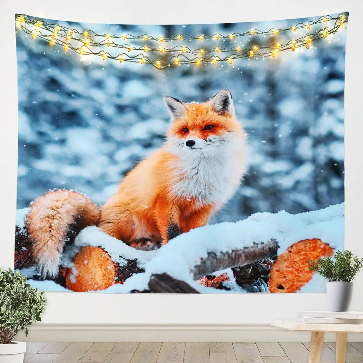 

Cute Woodland Fox Tapestry Wall Hanging for Kids Boys Girls Forest Animal Tapestry Wildlife Wall Decor for Bedroom Living Room 74x94cm(29x37in)