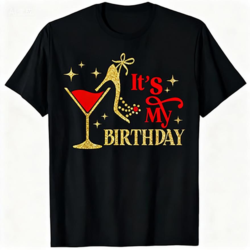 It's My Birthday Women High Heels Birthday Drinking Party T-Shirt Women's Fashion Mama B-day Gift Funny Saying Tee