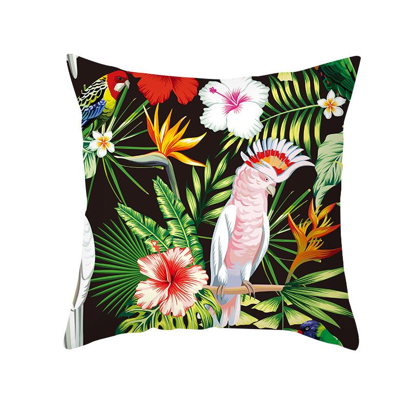 Peach Skin Printed Pillowcase Small Fresh Nordic Green Plant Sofa Cushion Cushion Cover Home Supplies