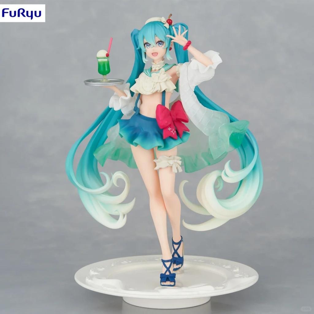 New 18Cm Anime Hatsune Miku Figure Sweet Sweets Melon Soda Float Standing Figure Cute Toy Gift Collection Aciton Figure Pvc Doll