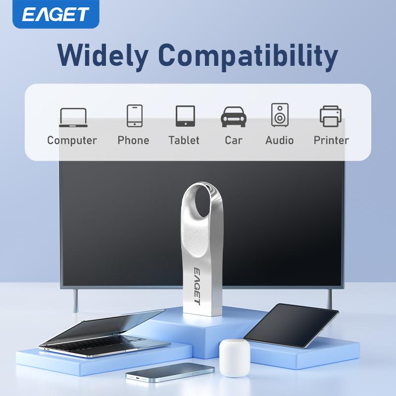 EAGET Mini USB 2.0 Flash Drive Pen Drive High-Speed Portable Keychain Flash Pen Drive Durable USB Memory Stick for PC/Laptops