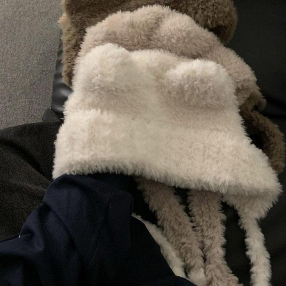 Winter Ear Protection Hat Fashion Bear Beanies Bonnet New Plush Earmuffs Cap