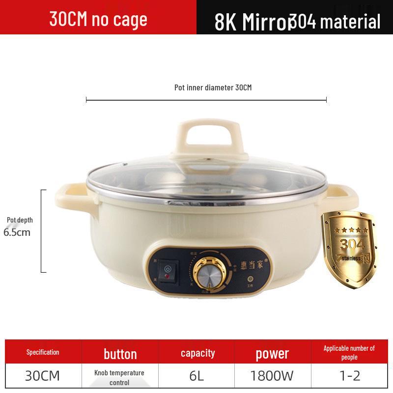 

Stainless Steel Electric Multi-Functional Pancake and Frying Pan with Deepened Flat Bottom