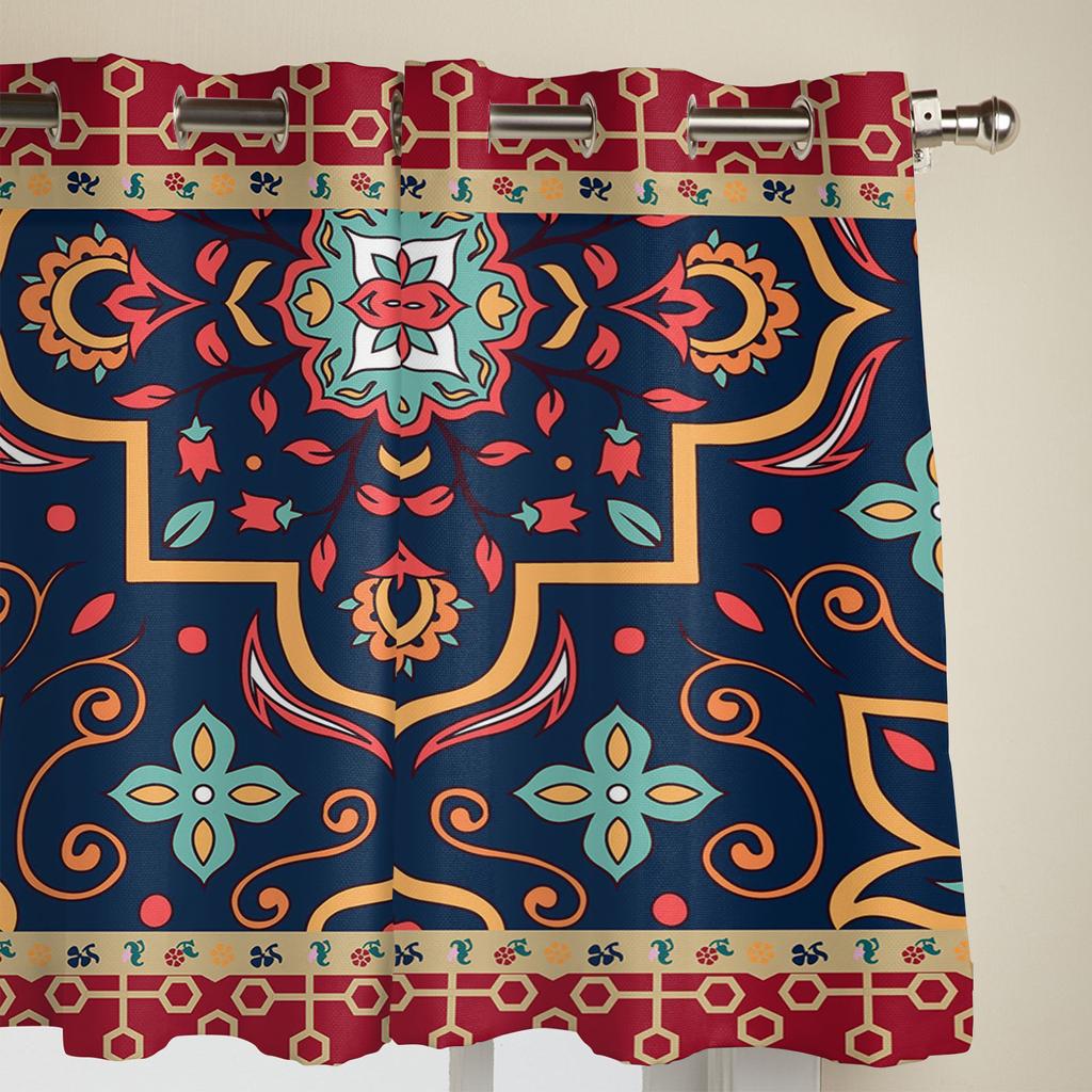 Türkisches persisches Muster Retro-Fenstervorhänge für Wohnzimmer Schlafzimmer Vorhang Moderne Küche Jalousien Vorhänge Vorhänge