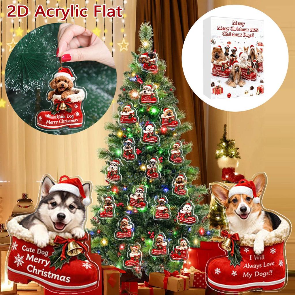 Christmas Dog Advent Calendar 24 Dog Themed Christmas Ornaments Holiday Countdown Calendar Dogs Wearing Red Shoes Perfect For Pet Lovers, Pet Owners