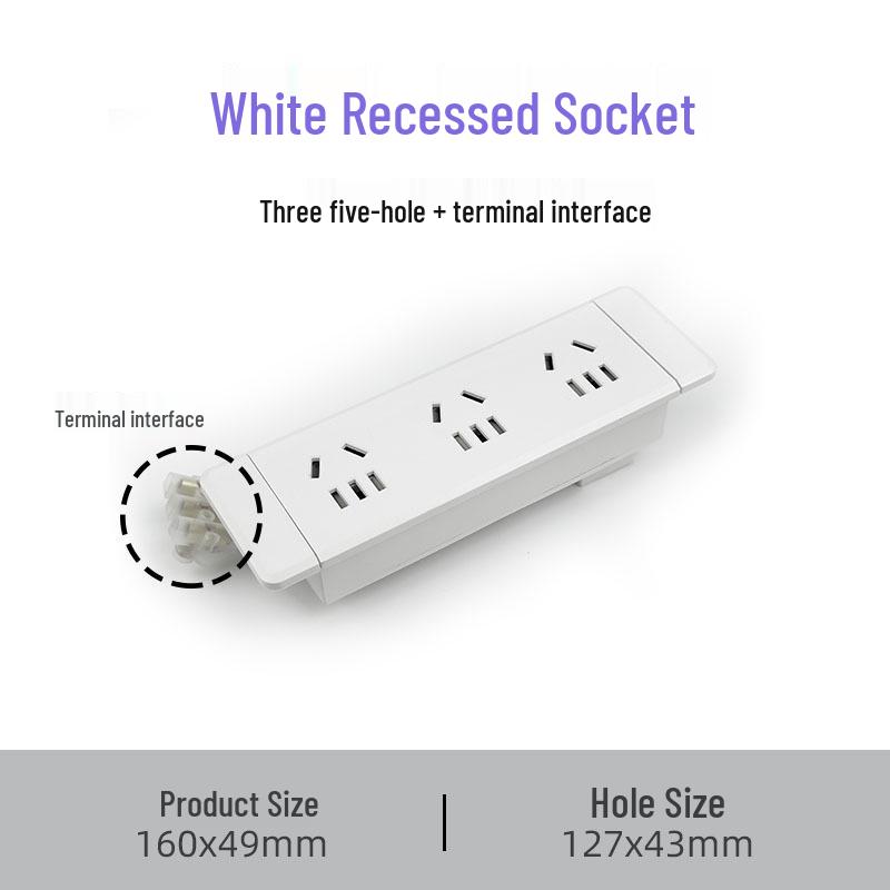 Embedded Desktop Power Strip with Extension Cord