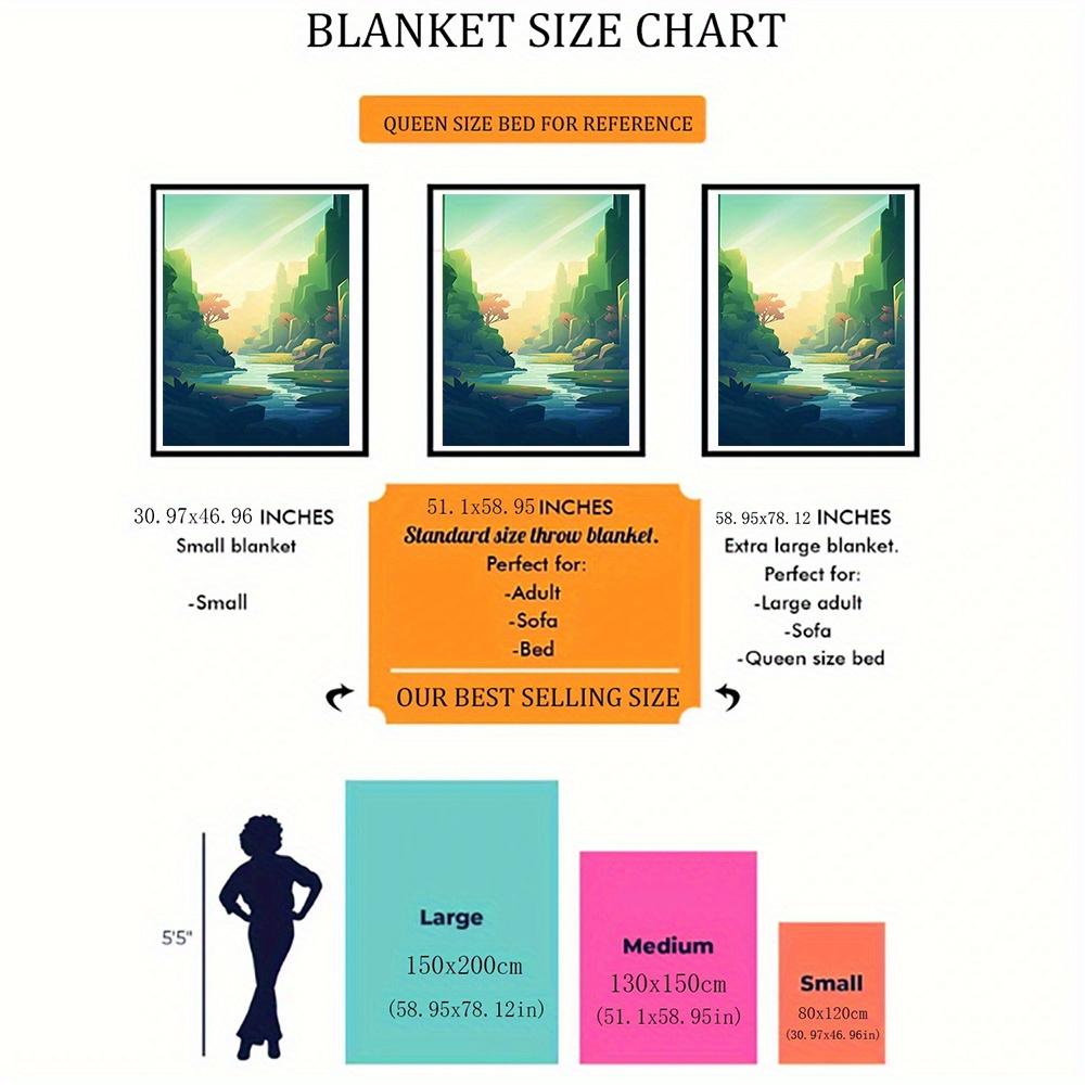 Serenity Green & Blue Landscape Flannel printed blanket suitable for all seasons suitable for living room office sofa and travel