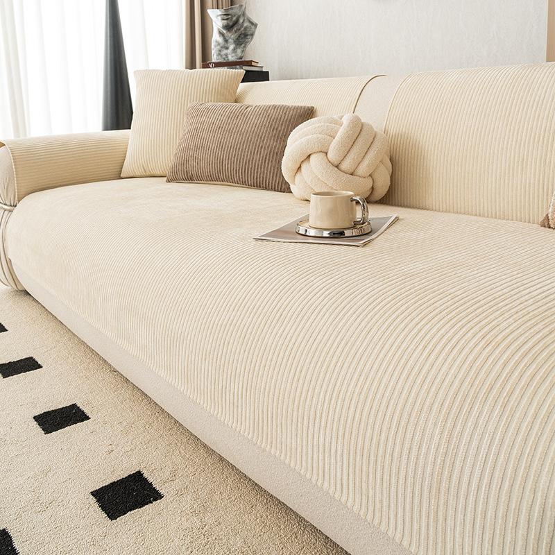 One Piece Anti Slip Sofa Cover Fabric Autumn And Winter Thick Straight Row Sofa Cushion Cover Soft And Breathable Machine Wash