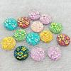 30pcs 16mm AB Color Resin Rhinestones Flat Back Round Flower Gems Button For Clothes Dress Crafts Garment decoration-A65