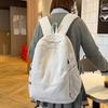 Lightweight Corduroy Backpack Large Capacity Casual Students Daypack Solid Color School Bag  Travel