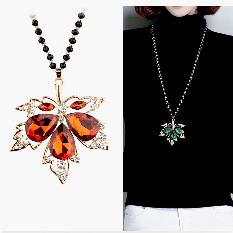 Crystal minimalist maple leaf pendant