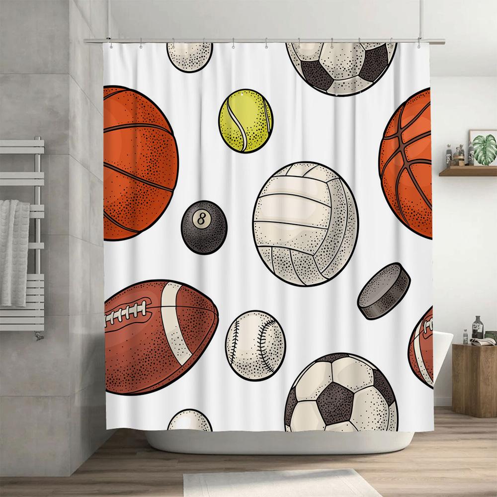 Sports ball games Shower Curtain Washable Dirt-Resistant Shower Head waterproof Polyester Bath Curtain For Home Decor