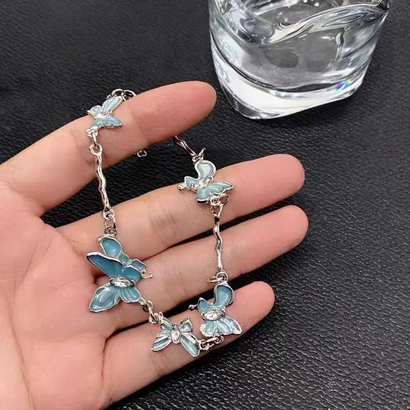 Elegant Blue Butterfly Bracelet For Women Trendy Simple Geometric Jewelry