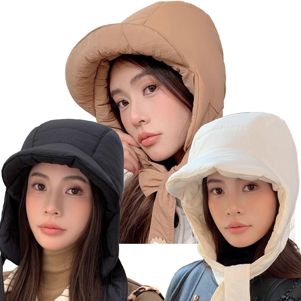 Winter Bomber Hats Down Cotton Bib Cap New Ear Protection Hat Men Women