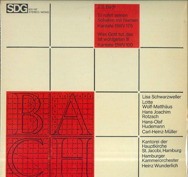 LP Record HEINZ WUNDERLICH HAMBURGER KAMMERO  J S Bach Kantate Nr175 Er Rufest Se 610107 SDG 1973 Germany Classical Used