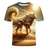 Children's 3D Printed Wolf Pattern T-shirt, Cool Animal Print Short-sleeve T-shirt, Summer Casual Street Style Top