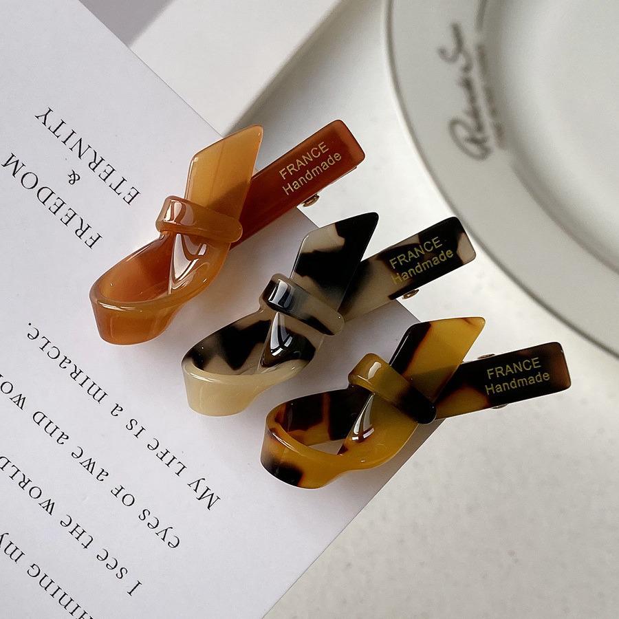 Korean-style Gold Label Small Acetate Bow Duckbill Hair Clip